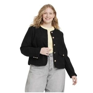 Women's Button-Front Jacket Black 4X – Universal Thread New With Tags